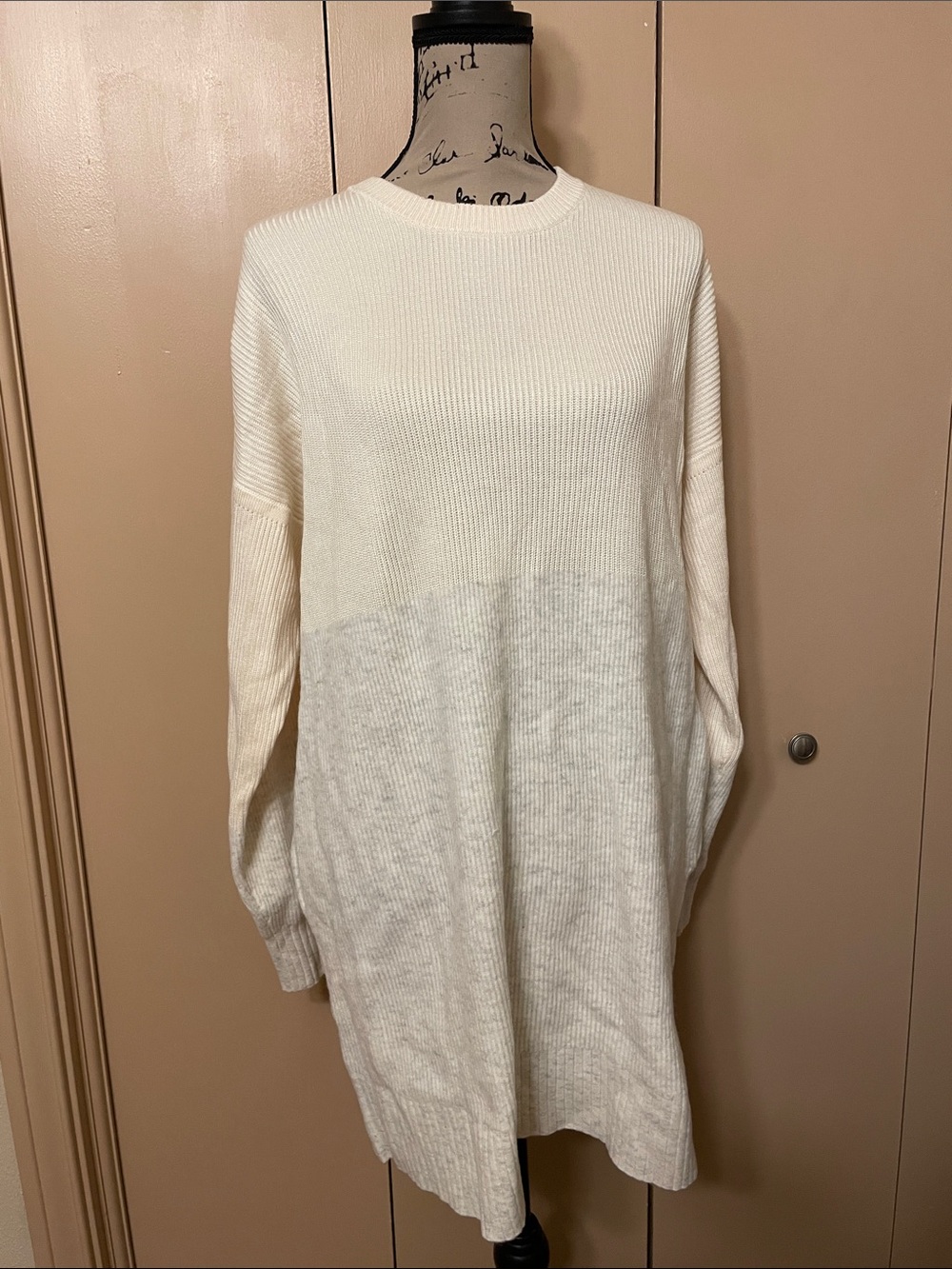 Lululemon Cream Oversized Rib-Knit Women’s Sweater Dress with pockets